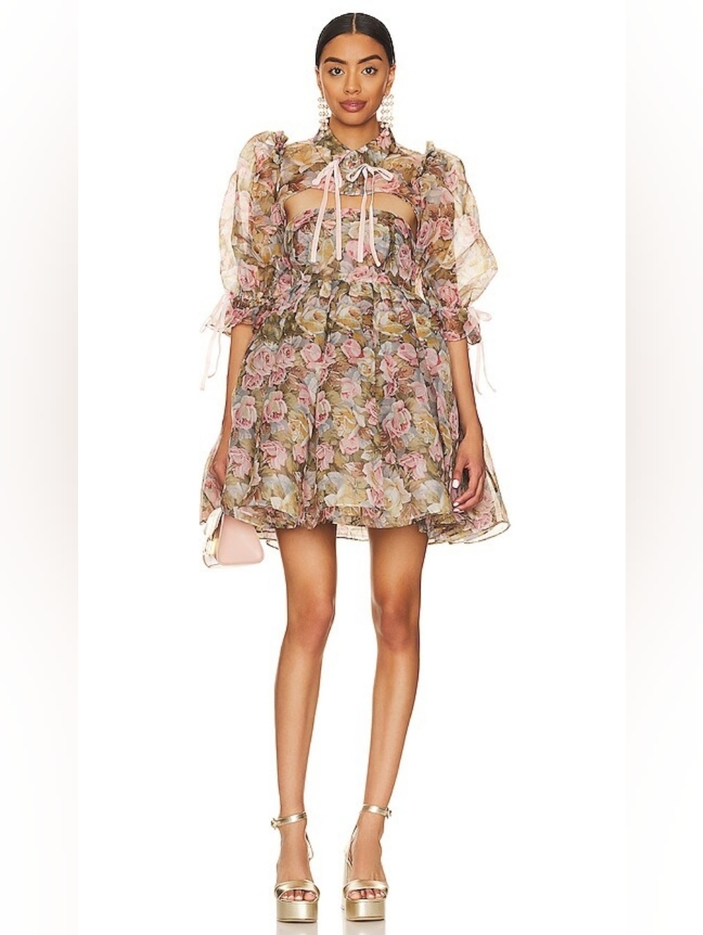 EUC Selkie Jardin De Fleurs Shrug Puff Dress Size Large - Picture 3 of 3